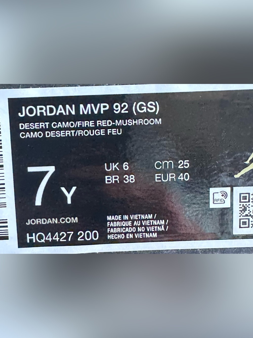 Jordan MVP 92 (GS) Desert Camo COA - Picture 2 of 3